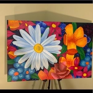 Flower painting, 3ft x6ft acrylic on canvas.